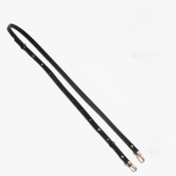 Black Leather Gold Clasp Adjustable Purse Strap - Picture 3 of 5